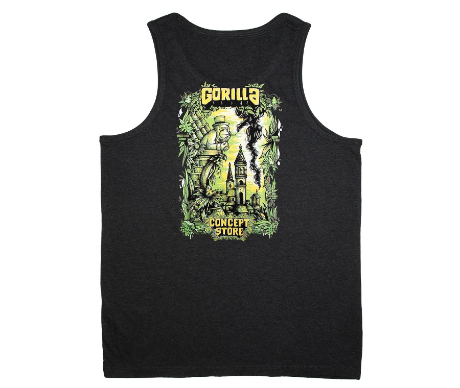 Imagen de CAMISETA SIN MANGAS GORILLA  GOTICO GRIS/VERDE